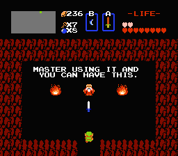 Zelda 1 - Les objets dans la quête 1 de the legend of Zelda (Zelda I Nes mini) - Epée blanche
