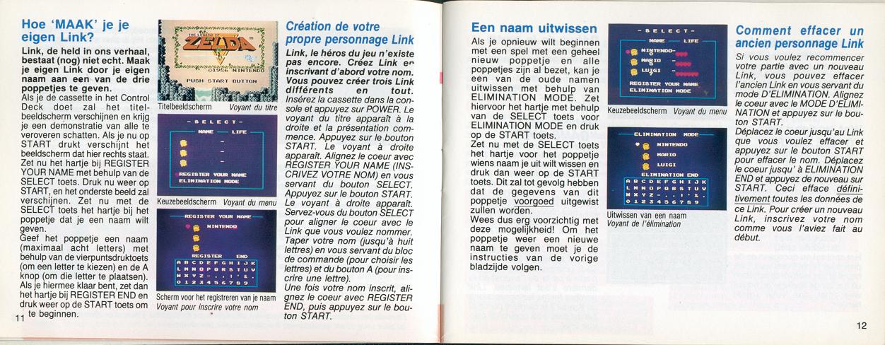 The adventure of Zelda sur Nes : La notice