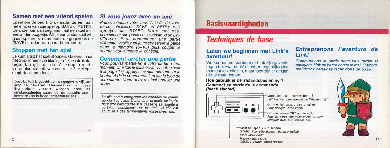 The adventure of Zelda sur Nes : La notice