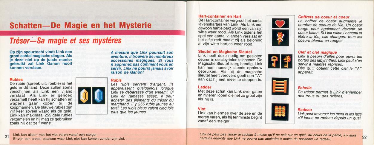 The adventure of Zelda sur Nes : La notice