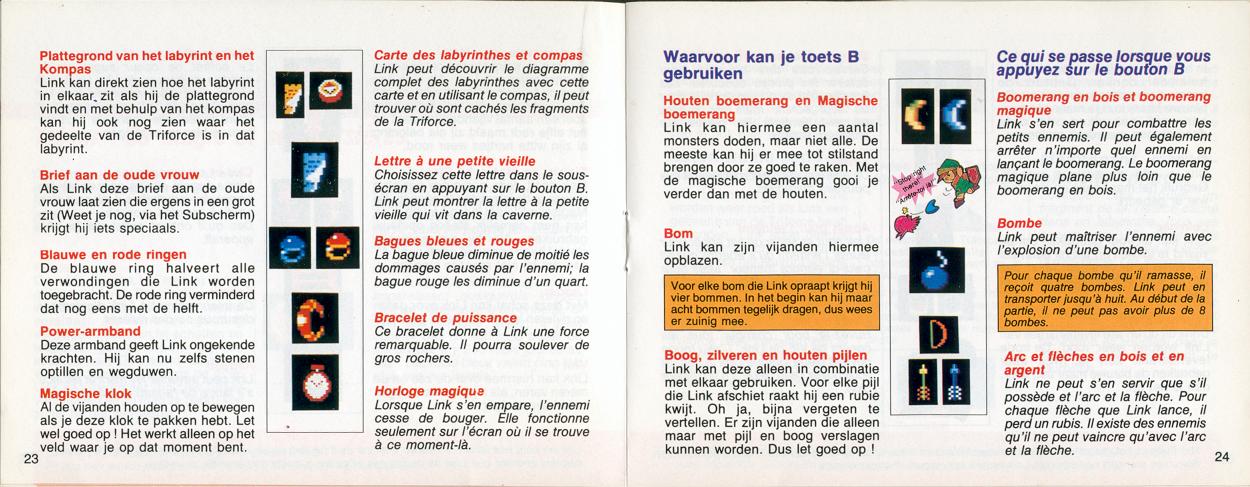 The adventure of Zelda sur Nes : La notice