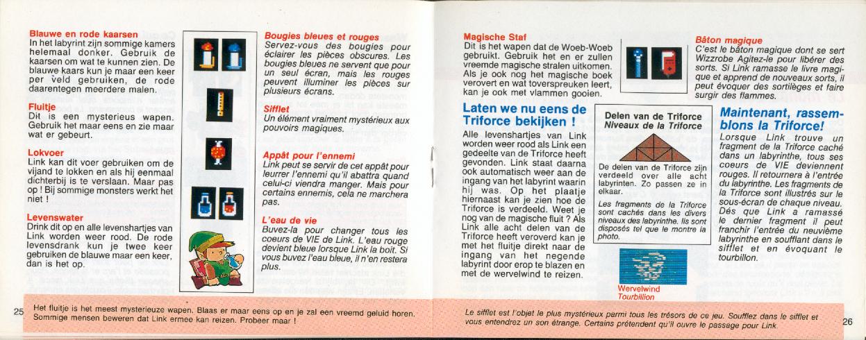 The adventure of Zelda sur Nes : La notice