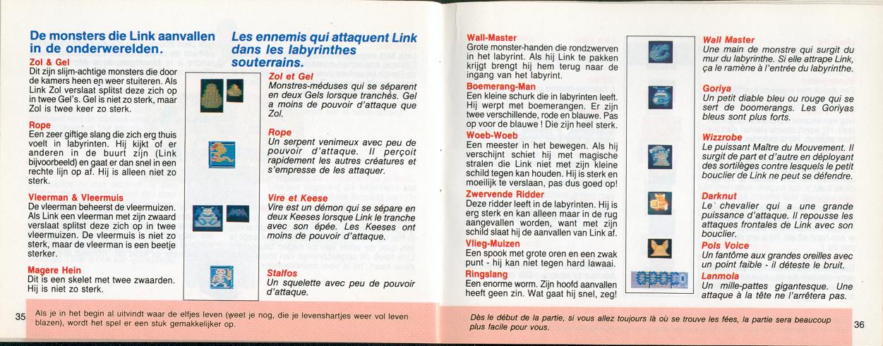 The adventure of Zelda sur Nes : La notice