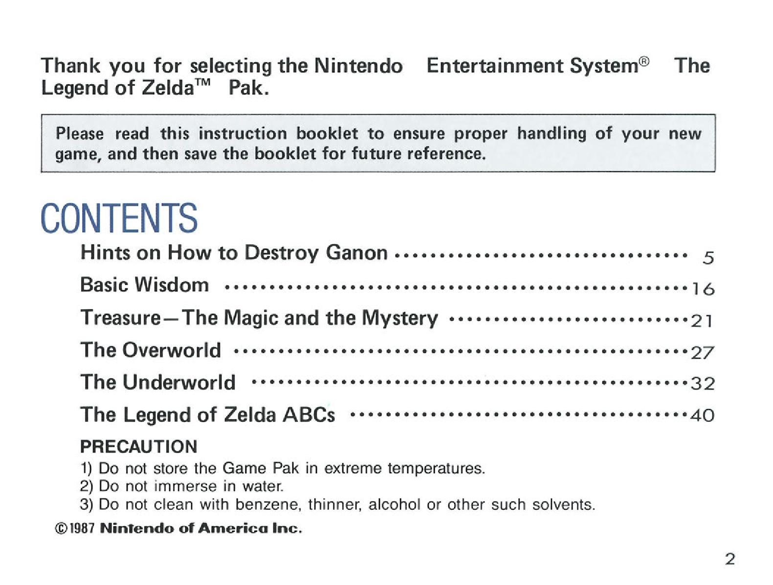 Neseে The Legend of Zelda: ম্যানুয়াল
