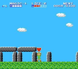 Zelda 2 - The adventure of Link sur Nes (mini) et GBA (nes classic) : les réceptacles de coeur et de magie