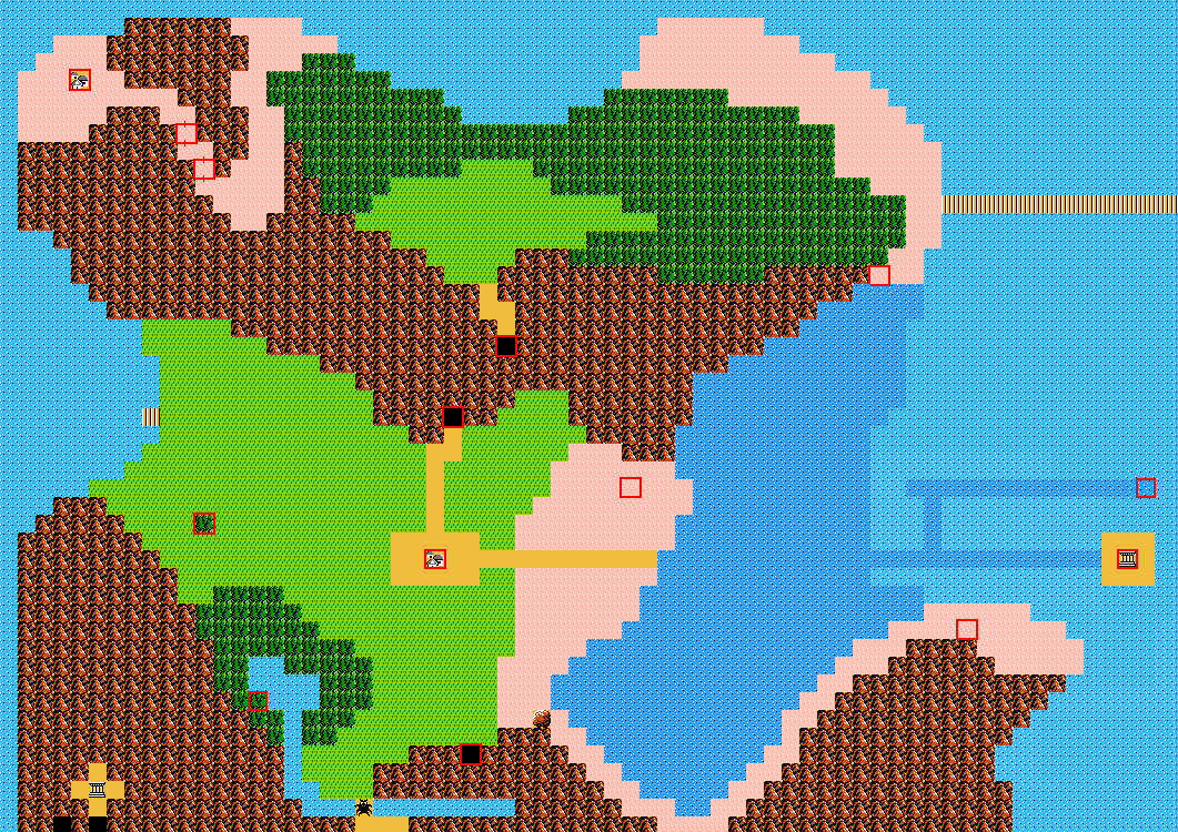 Zelda 2 - The adventure of Link su NES: mappa dell'est di Hyrule