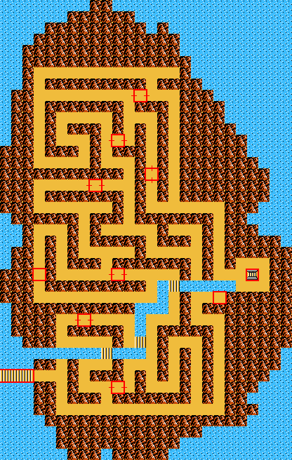 Les plans du monde Zelda 2 - The adventure of Link sur Nes : la carte de l'île du labyrinthe du Nord Est d'Hyrule