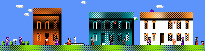 Zelda 2 - The adventure of Link sur Nes (mini) et GBA (nes classic) : les villages