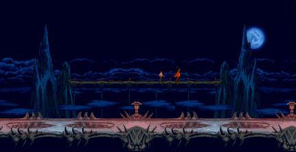 Mortal Kombat 2 sur Snes : Les niveaux où l'on combat : The pit 2