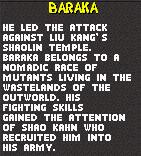MK2 : Les coups spéciaux et fatalités de Baraka (Mortal Kombat 2 : fatality)