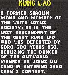 MK2 : الحركات الخاصة وإنهاءات Kung Lao (Mortal Kombat 2 : fatality)