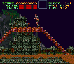 Super Castlevania 4 sur Super Nintendo - Niveau 1 : Jardins et Dépendances Super Castlevania 4 sur Super Nintendo - Niveau 1 : Jardins et Dépendances