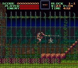 Super Castlevania 4 sur Super Nintendo - Niveau 1 : Jardins et Dépendances Super Castlevania 4 sur Super Nintendo - Niveau 1 : Jardins et Dépendances