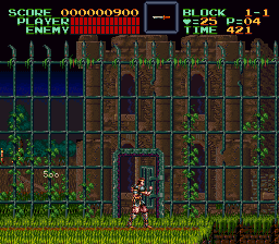 Super Castlevania 4 sur Super Nintendo - Niveau 1 : Jardins et Dépendances Super Castlevania 4 sur Super Nintendo - Niveau 1 : Jardins et Dépendances