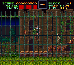 Super Castlevania 4 sur Super Nintendo - Niveau 1 : Jardins et Dépendances Super Castlevania 4 sur Super Nintendo - Niveau 1 : Jardins et Dépendances