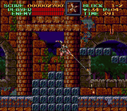 Super Castlevania 4 sur Super Nintendo - Niveau 1 : Jardins et Dépendances Super Castlevania 4 sur Super Nintendo - Niveau 1 : Jardins et Dépendances