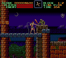 Super Castlevania 4 sur Super Nintendo - Niveau 1 : Jardins et Dépendances Super Castlevania 4 sur Super Nintendo - Niveau 1 : Jardins et Dépendances