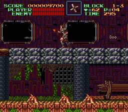 Super Castlevania 4 sur Super Nintendo - Niveau 1 : Jardins et Dépendances Super Castlevania 4 sur Super Nintendo - Niveau 1 : Jardins et Dépendances