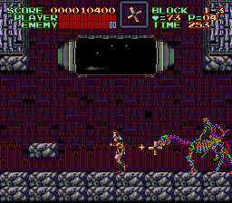 Super Castlevania 4 sur Super Nintendo - Niveau 1 : Jardins et Dépendances Super Castlevania 4 sur Super Nintendo - Niveau 1 : Jardins et Dépendances