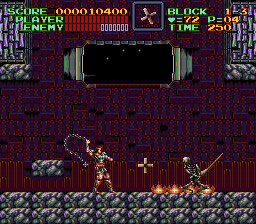 Super Castlevania 4 sur Super Nintendo - Niveau 1 : Jardins et Dépendances Super Castlevania 4 sur Super Nintendo - Niveau 1 : Jardins et Dépendances