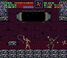 Super Castlevania 4 sur Super Nintendo - Niveau 1 : Jardins et Dépendances Super Castlevania 4 sur Super Nintendo - Niveau 1 : Jardins et Dépendances