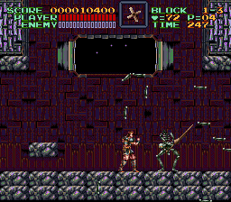 Super Castlevania 4 sur Super Nintendo - Niveau 1 : Jardins et Dépendances Super Castlevania 4 sur Super Nintendo - Niveau 1 : Jardins et Dépendances