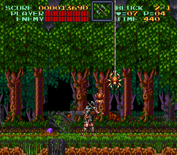 Super Castlevania 4 sur Super Nintendo - Niveau 2 : Cimetière, marécages et rivière Super Castlevania 4 sur Super Nintendo - Niveau 2 : Cimetière, marécages et rivière