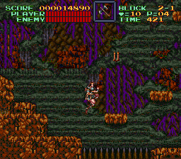Super Castlevania 4 sur Super Nintendo - Niveau 2 : Cimetière, marécages et rivière Super Castlevania 4 sur Super Nintendo - Niveau 2 : Cimetière, marécages et rivière