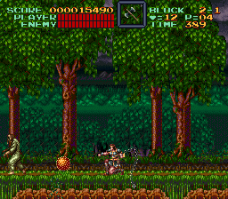 Super Castlevania 4 sur Super Nintendo - Niveau 2 : Cimetière, marécages et rivière Super Castlevania 4 sur Super Nintendo - Niveau 2 : Cimetière, marécages et rivière