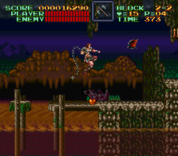 Super Castlevania 4 sur Super Nintendo - Niveau 2 : Cimetière, marécages et rivière Super Castlevania 4 sur Super Nintendo - Niveau 2 : Cimetière, marécages et rivière