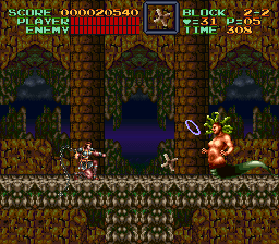 Super Castlevania 4 sur Super Nintendo - Niveau 2 : Cimetière, marécages et rivière Super Castlevania 4 sur Super Nintendo - Niveau 2 : Cimetière, marécages et rivière
