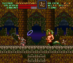 Super Castlevania 4 sur Super Nintendo - Niveau 2 : Cimetière, marécages et rivière Super Castlevania 4 sur Super Nintendo - Niveau 2 : Cimetière, marécages et rivière