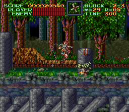 Super Castlevania 4 sur Super Nintendo - Niveau 2 : Cimetière, marécages et rivière Super Castlevania 4 sur Super Nintendo - Niveau 2 : Cimetière, marécages et rivière