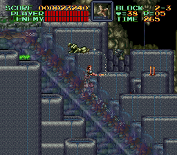 Super Castlevania 4 sur Super Nintendo - Niveau 2 : Cimetière, marécages et rivière Super Castlevania 4 sur Super Nintendo - Niveau 2 : Cimetière, marécages et rivière
