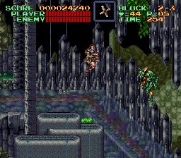 Super Castlevania 4 sur Super Nintendo - Niveau 2 : Cimetière, marécages et rivière Super Castlevania 4 sur Super Nintendo - Niveau 2 : Cimetière, marécages et rivière