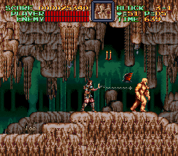 Super Castlevania 4 sur Super Nintendo - Niveau 3 : Grottes, Cascades et cité engloutie Super Castlevania 4 sur Super Nintendo - Niveau 3 : Grottes, Cascades et cité engloutie