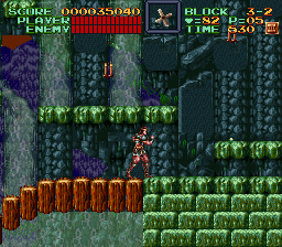 Super Castlevania 4 sur Super Nintendo - Niveau 3 : Grottes, Cascades et cité engloutie Super Castlevania 4 sur Super Nintendo - Niveau 3 : Grottes, Cascades et cité engloutie