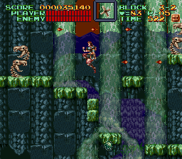 Super Castlevania 4 sur Super Nintendo - Niveau 3 : Grottes, Cascades et cité engloutie Super Castlevania 4 sur Super Nintendo - Niveau 3 : Grottes, Cascades et cité engloutie