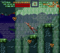 Super Castlevania 4 sur Super Nintendo - Niveau 3 : Grottes, Cascades et cité engloutie Super Castlevania 4 sur Super Nintendo - Niveau 3 : Grottes, Cascades et cité engloutie