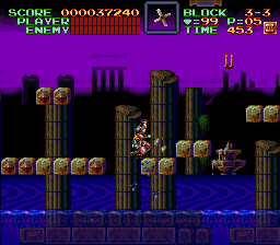 Super Castlevania 4 sur Super Nintendo - Niveau 3 : Grottes, Cascades et cité engloutie Super Castlevania 4 sur Super Nintendo - Niveau 3 : Grottes, Cascades et cité engloutie