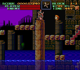 Super Castlevania 4 sur Super Nintendo - Niveau 3 : Grottes, Cascades et cité engloutie Super Castlevania 4 sur Super Nintendo - Niveau 3 : Grottes, Cascades et cité engloutie