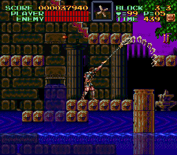 Super Castlevania 4 sur Super Nintendo - Niveau 3 : Grottes, Cascades et cité engloutie Super Castlevania 4 sur Super Nintendo - Niveau 3 : Grottes, Cascades et cité engloutie