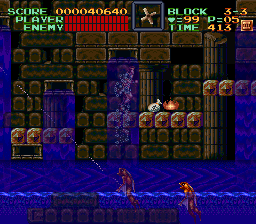 Super Castlevania 4 sur Super Nintendo - Niveau 3 : Grottes, Cascades et cité engloutie Super Castlevania 4 sur Super Nintendo - Niveau 3 : Grottes, Cascades et cité engloutie