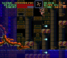 Super Castlevania 4 sur Super Nintendo - Niveau 3 : Grottes, Cascades et cité engloutie Super Castlevania 4 sur Super Nintendo - Niveau 3 : Grottes, Cascades et cité engloutie