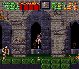 Super Castlevania 4 sur Super Nintendo - Niveau 6 : L'entrée de Castlevania Super Castlevania 4 sur Super Nintendo - Niveau 6 : L'entrée de Castlevania