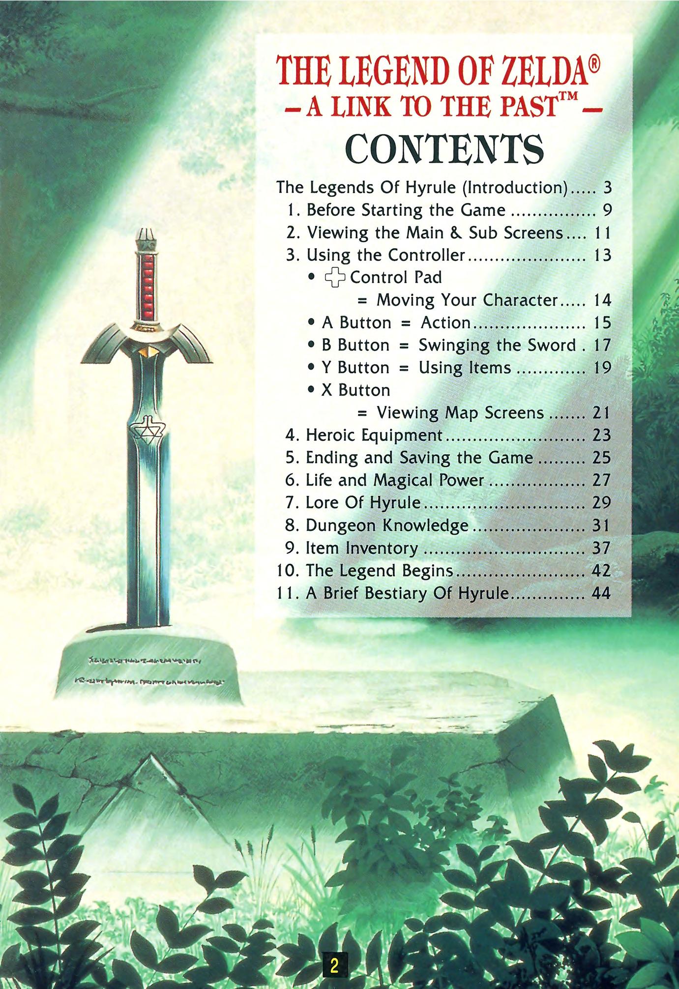 Zelda 3 - A Link To The Past sur Super Nes : La notice