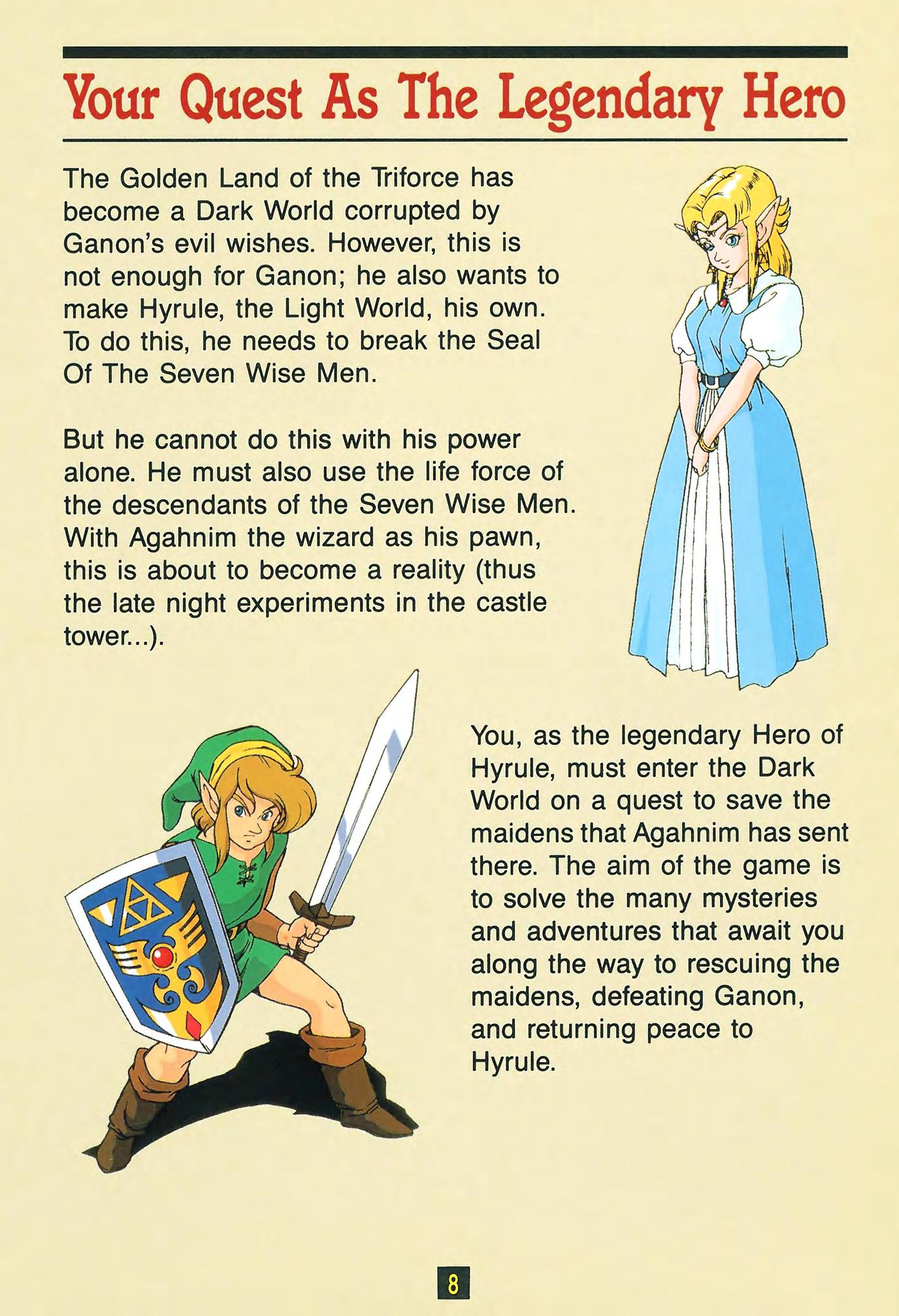 Zelda 3 - A Link To The Past sur Super Nes : La notice