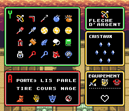 Zelda 3 Super Nes : Objets Zelda III (gba et Snes mini : la super nintendo) (L'inventaire de Link dans Zelda 3)