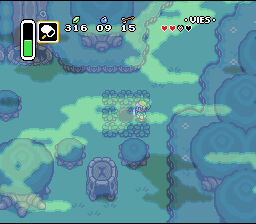 L'entrée secrète du repaire des bandits. Soluce de Zelda 3 a Link to the Past sur Super Nes : Avant le palais du premier médaillon (gba, Snes, super nintendo)