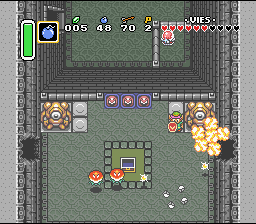 महल टुकड़ों में बिखर रहा है Soluce de Zelda 3 a Link to the Past sur Super Nes : अंधेरे का महल, पहला क्रिस्टल (gba, Snes, super nintendo)